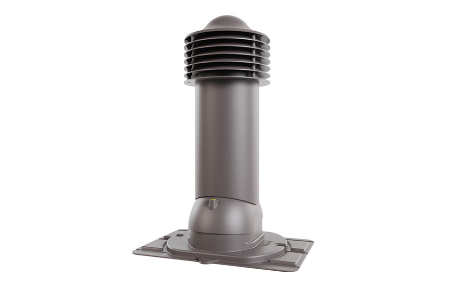 Труба вентиляционная Viotto с универсальным проходным элементом d=125 мм неутепленная, RAL 8019 серо-коричневый
