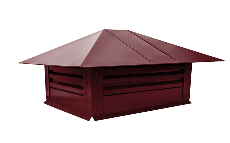 Дымник на трубу Grand Line с жалюзи 520*390 мм 0,5 Satin с пленкой RAL 3005 красное вино