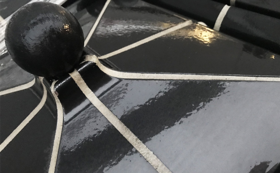 Клинкерный заборный колпак Terca Zwart черный глазурованный, 390*390*207 мм