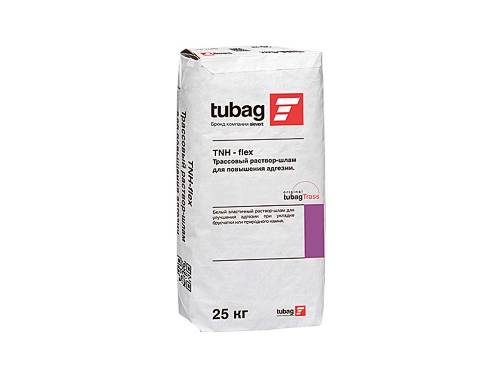 Трассовый раствор-шлам tubag TNH-flex для повышения адгезии природного камня, белый, 25 кг