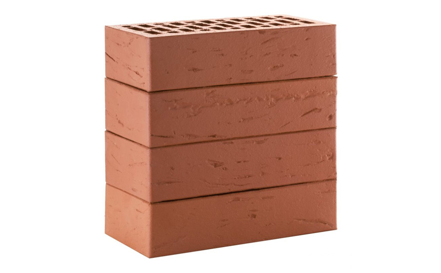 Кирпич облицовочный ЛСР, темно-красный, рустик, утолщенные стенки, 250*120*65 мм