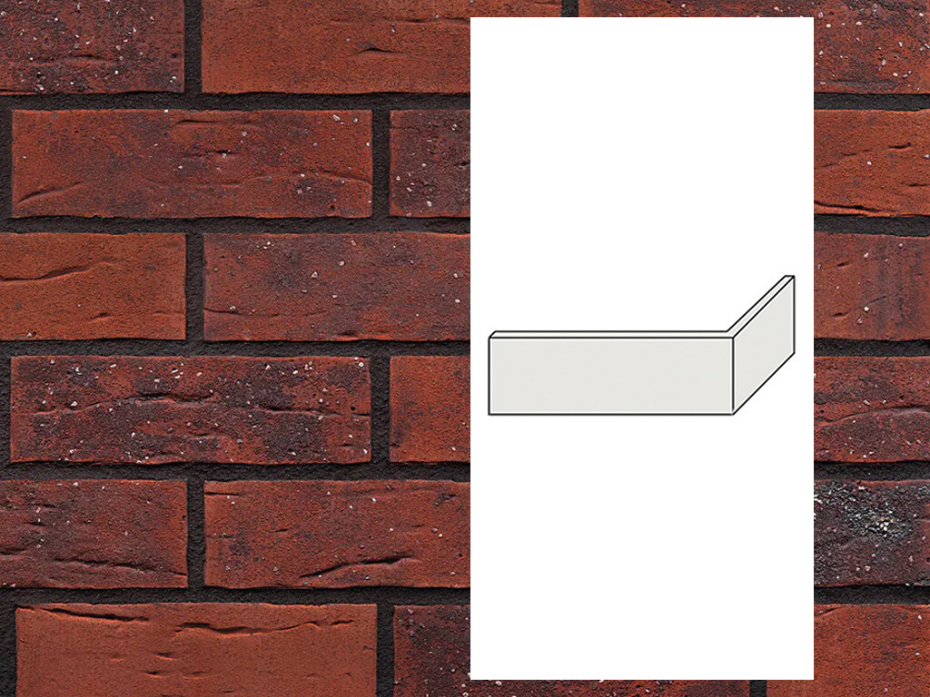 Клинкерная плитка угловая King Klinker Old Castle Red hot HF33, 240*71*115*10 мм