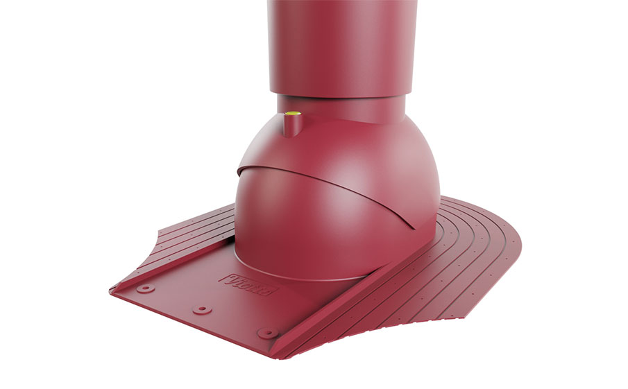 Труба вентиляционная Viotto для мягкой кровли при монтаже d=110 мм неутепленная, RAL 3005 красный