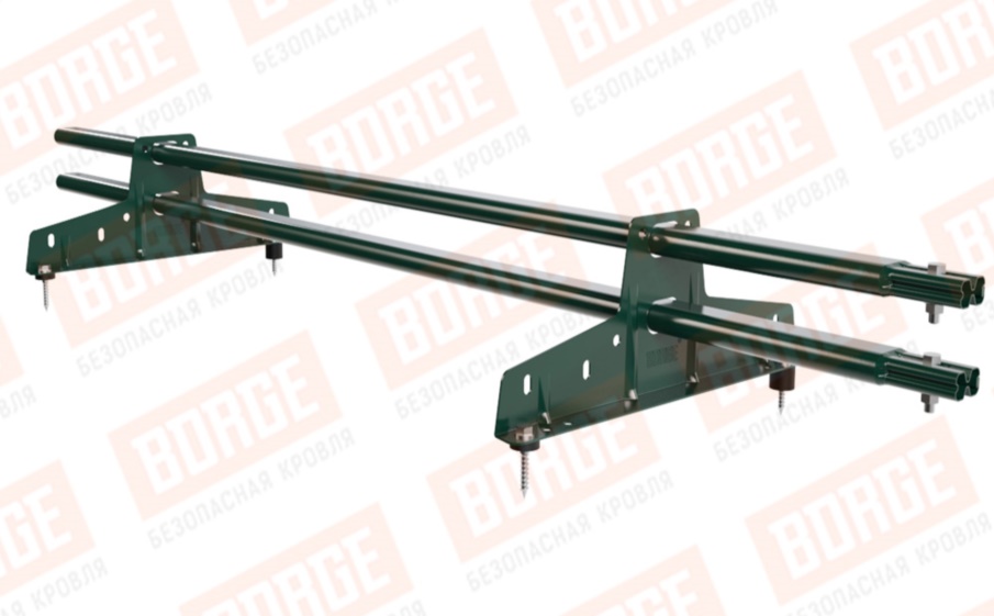 Снегозадержатель трубчатый Borge для кровли из металлочерепицы, профнастила, материалов на основе битума оцинкованный RAL 6005, 1,5 м