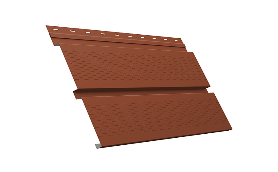 Софит Grand Line металлический Квадро брус с перфорацией 0,5 Satin Matt TX с пленкой RAL 8004