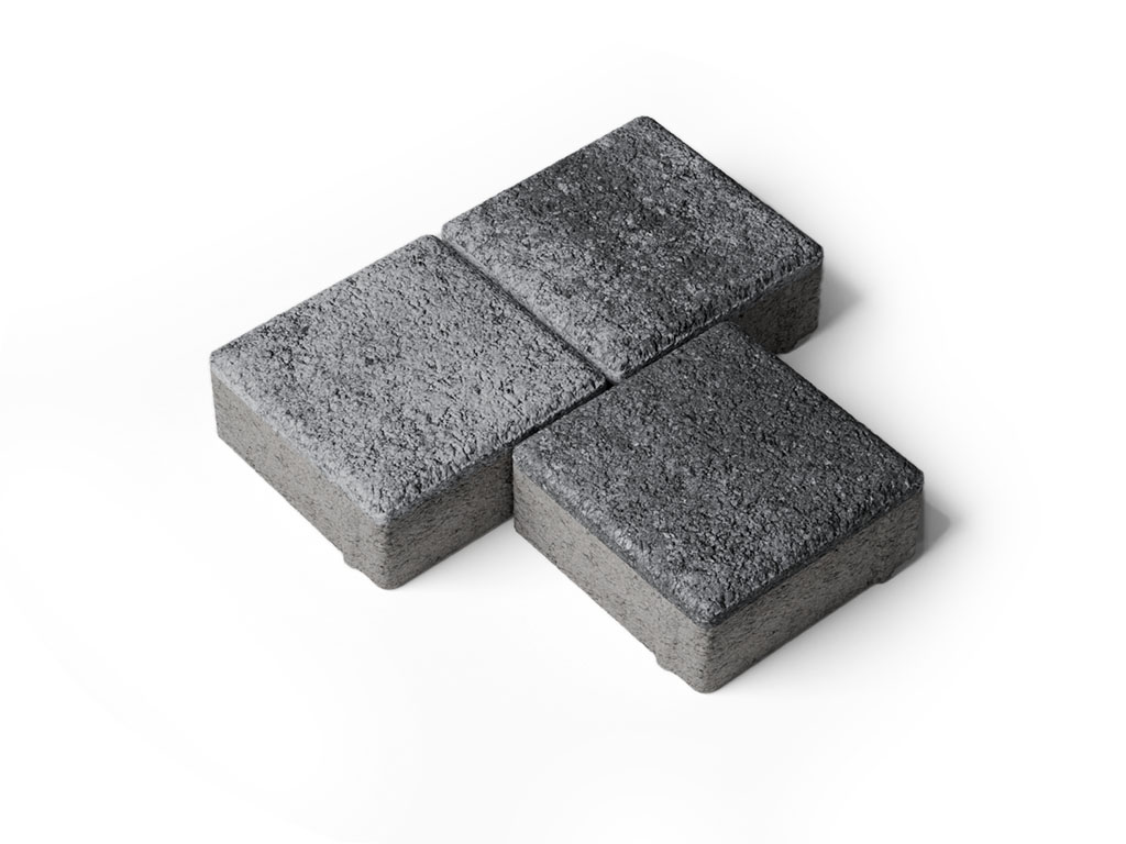 Плитка тротуарная Квадрат А.3.К.4 листопад гранит антрацит, 100*100*40 мм