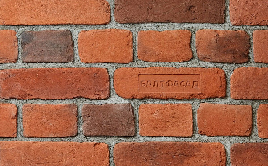 Декоративный кирпич Балтфасад Старый кирпич 1042, комплект ложок и тычок