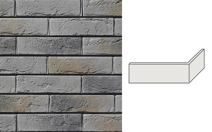 Угловой декоративный кирпич для навесных вентилируемых фасадов левый White Hills Бремен брик цвет F300-85