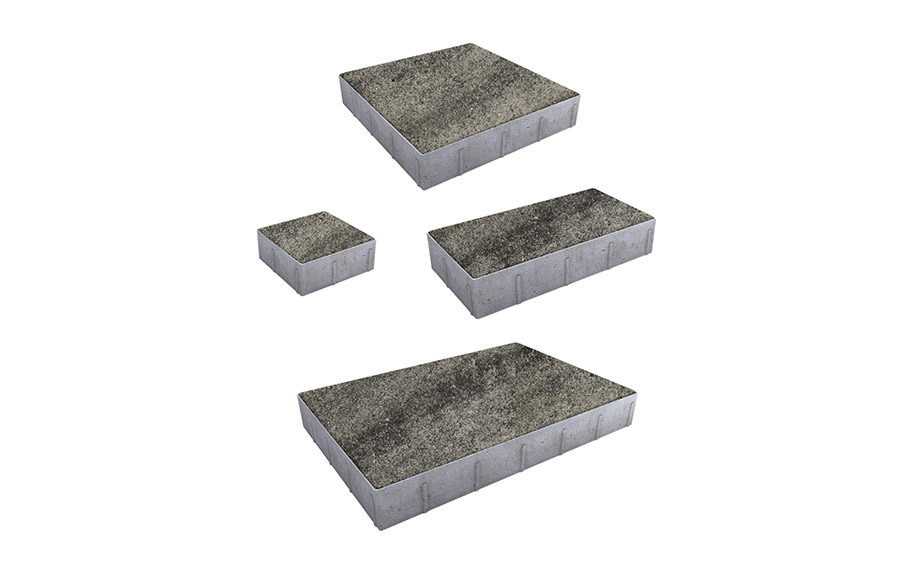 Плитка тротуарная Грандо Б.9.Фсм.6 листопад гранит антрацит, комплект 4 шт, толщина 60 мм