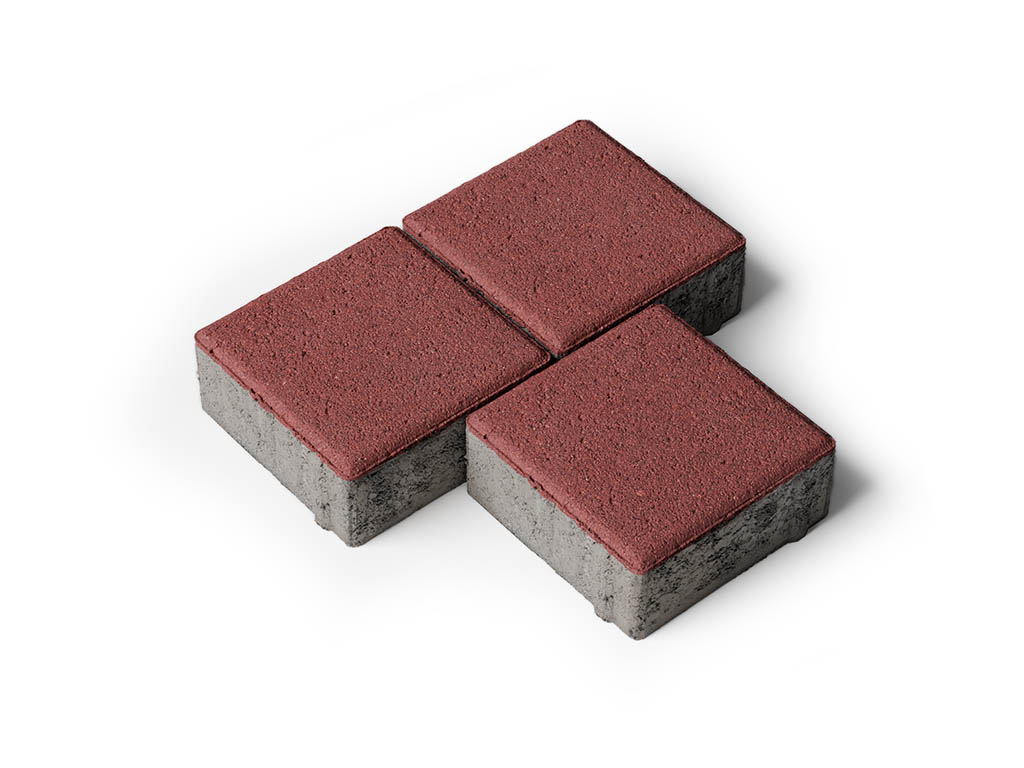 Плитка тротуарная Квадрат А.3.К.4 стандарт гладкий красный, 100*100*40 мм 
