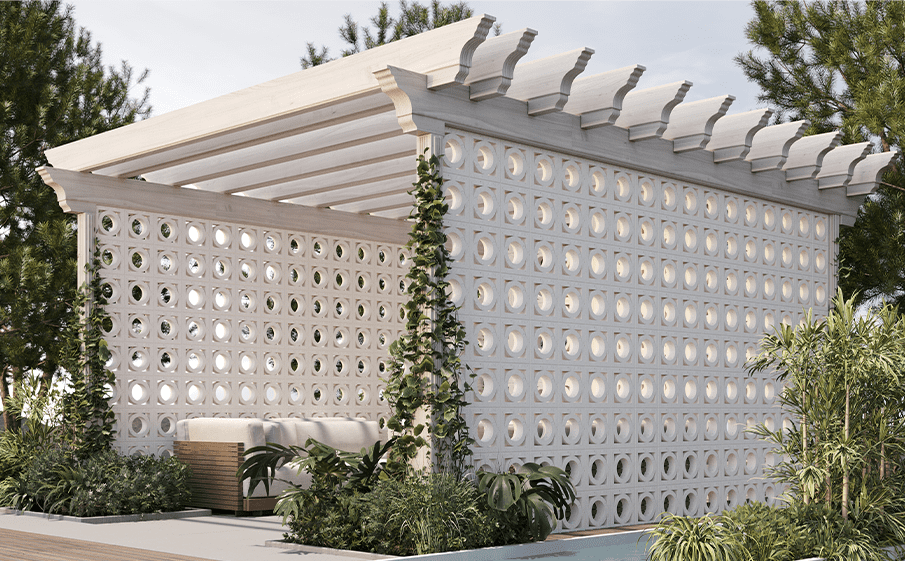 Декоративный бриз-блок Mesterra Cobogo 0101, под покраску, 250*250*70 мм