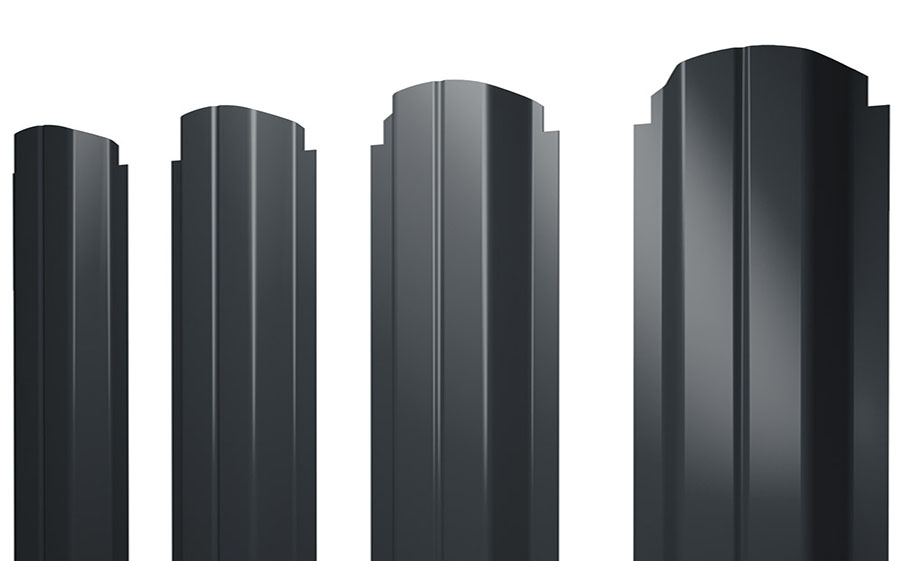 Штакетник П-образный А фигурный GreenCoat Pural BT Matt RAL 7016 антрацитово-серый