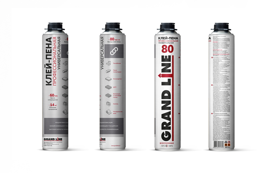 Клей-пена Grand Line 80 профессиональная универсальная, 750 мл