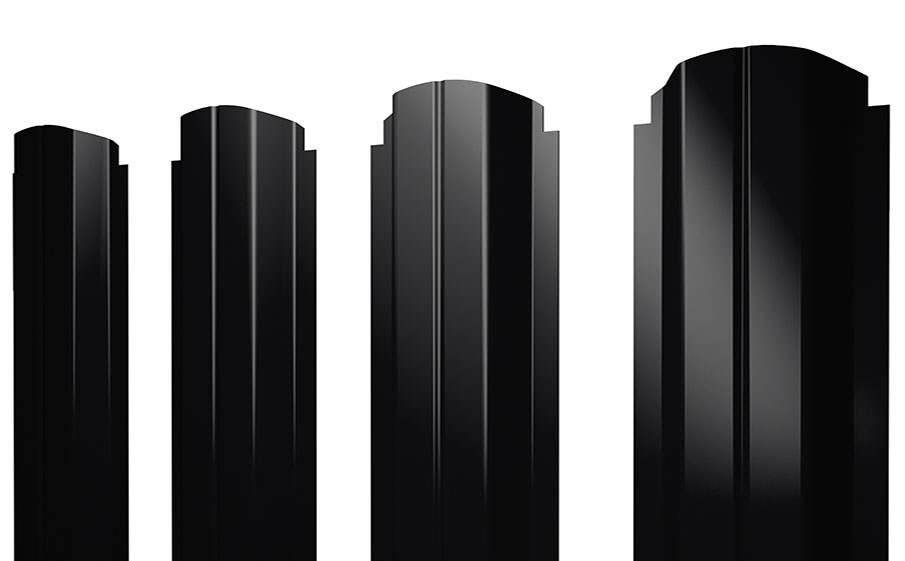 Штакетник П-образный A фигурный 0,5 PurPro RAL 9005 черный