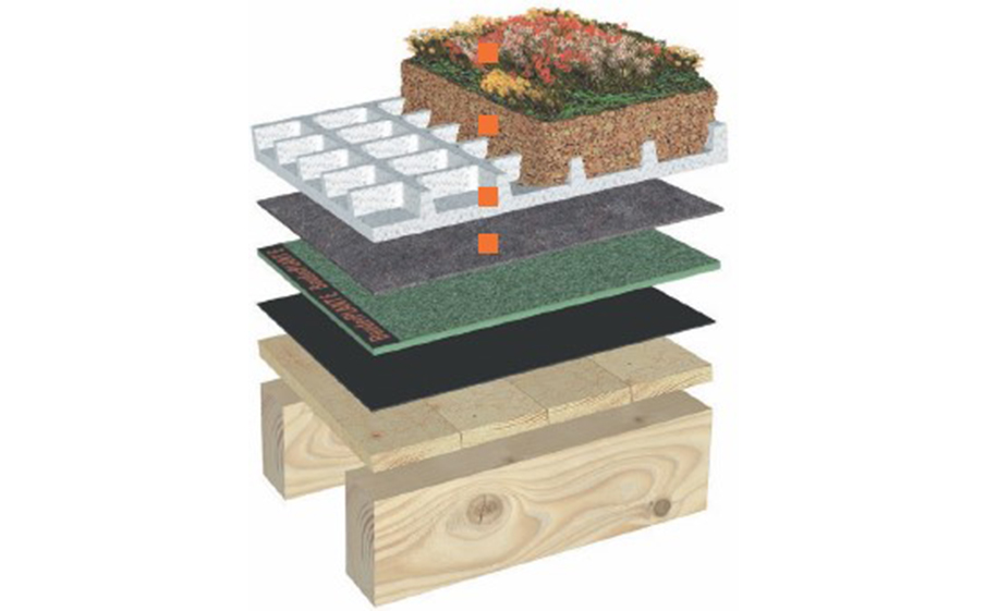 Система экстенсивного озеленения неэксплуатируемой скатной крыши 5-15° Bauder WSP 50