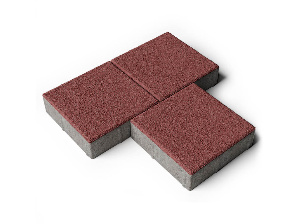 Плитка тротуарная Квадрат Б.2.К.6 гранит, красный, 200*200*60 мм