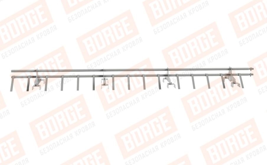 Снегозадержатель трубчатый Borge для профнастила H-114 оцинкованный RAL 9006, 3 м