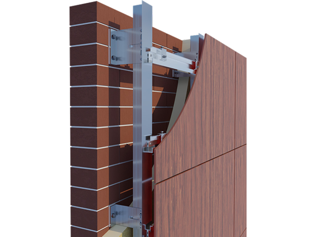 Подсистема НФС KAFT для HPL-панелей, крепление скрытым способом на аграфах