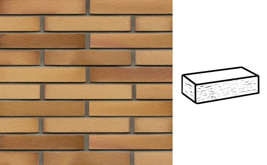 Кирпич клинкерный Muhr 06 EG Hellbraun-bunt Edelglanz рустик, 290*90*40 мм
