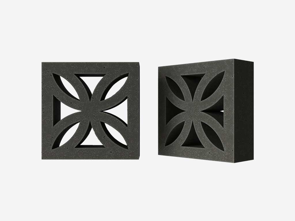 Декоративный бриз-блок Mesterra Кобого / Cobogo 0201, черный, 250*250*90 мм