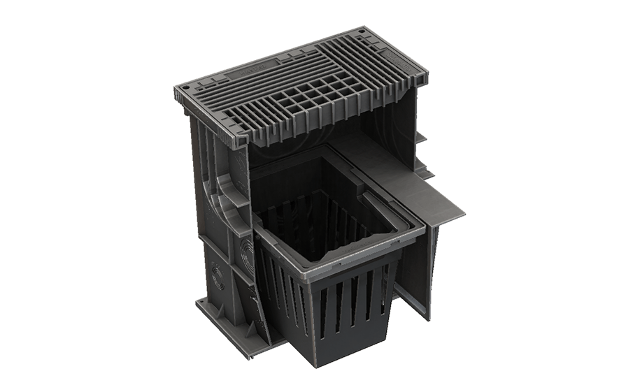 Дождеприемник пластиковый в сборе с решеткой AQUASTOK Master, 350*350*420 мм