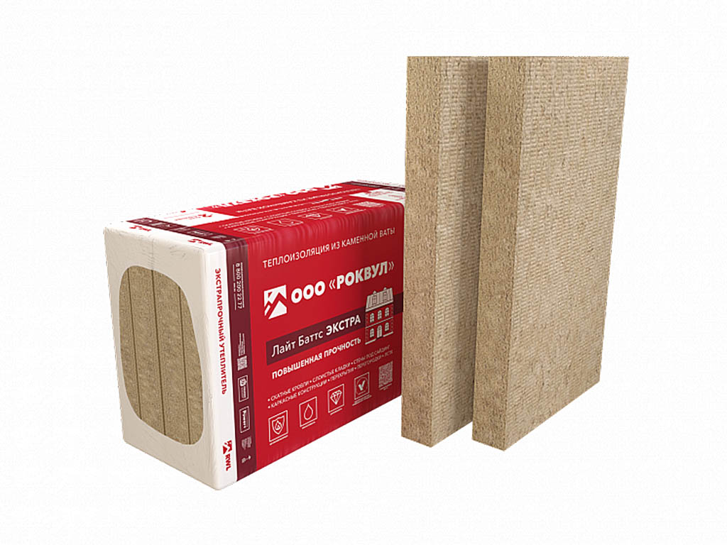 Утеплитель РОКВУЛ ЛАЙТ БАТТС ЭКСТРА, 4 шт/уп, 1000*600*100 мм