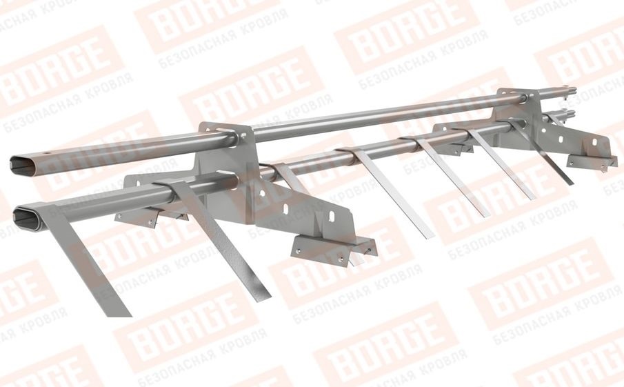 Снегозадержатель трубчатый Borge для профнастила H-60, H-75 оцинкованный RAL 9006, 1,5 м