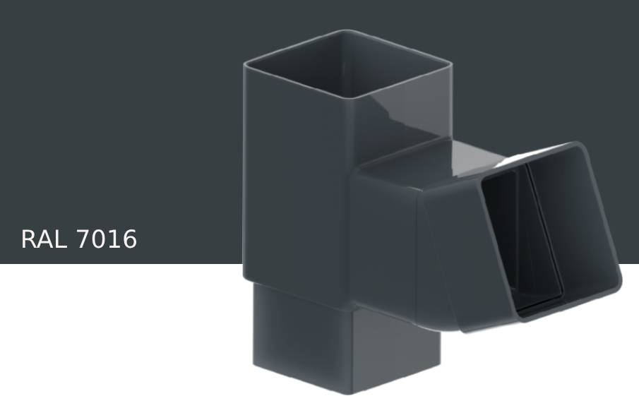 Тройник 67 градусов KROP PVC Квадрат для системы D 135/80*80 мм, RAL 7016