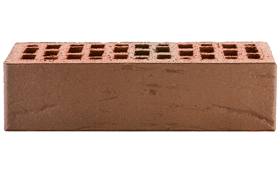 Кирпич облицовочный ЛСР, красный флэшинг, рустик, утолщенные стенки, 250*120*65 мм