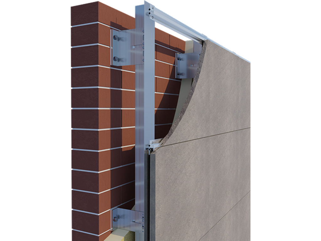 Подсистема НФС KAFT для натурального камня, крепление скрытым способом на алиминиевой кляммер шине