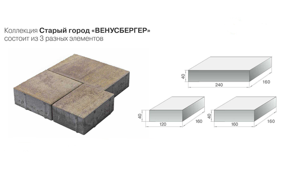 Плитка тротуарная BRAER Старый город Венусбергер Color Mix Прайд