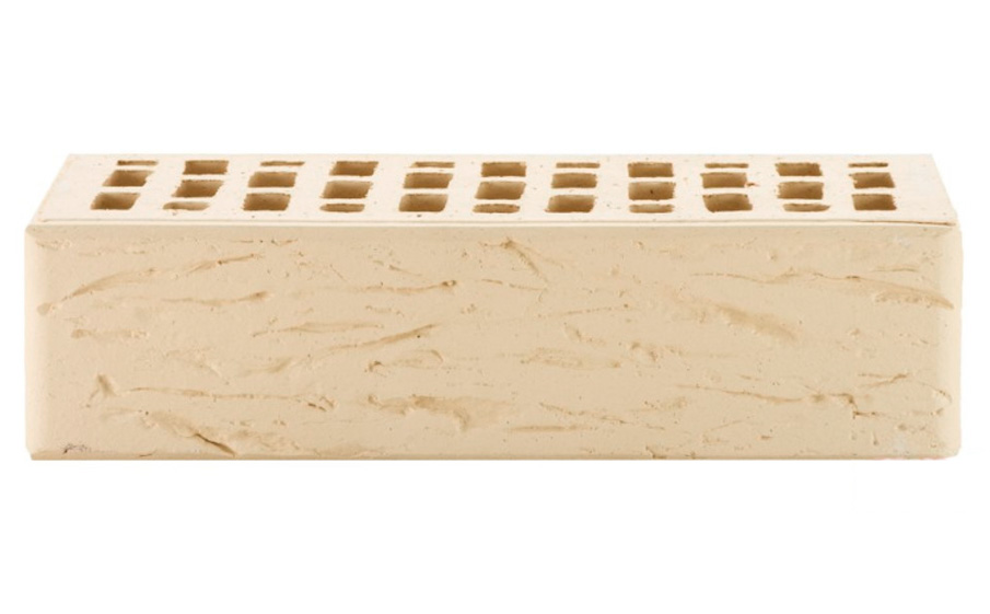 Кирпич облицовочный ЛСР бежевый рустик, утолщенные стенки, 250*120*65 мм