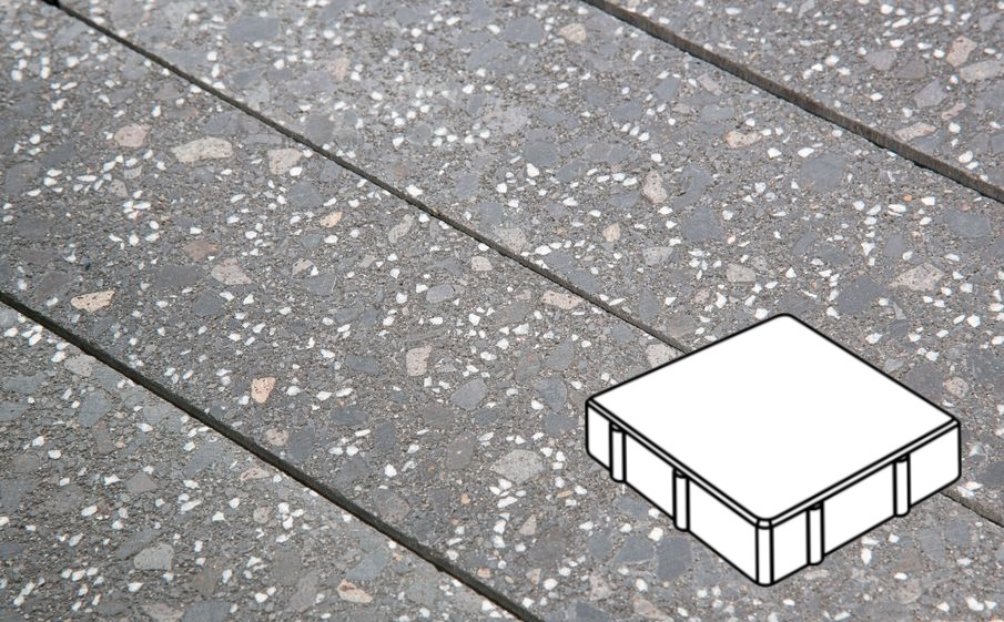 Плитка тротуарная Готика, Granite FINO, Квадрат В.1.К.10/Г.1.К.10 без фаски, Ильменит, 150*150*100 мм