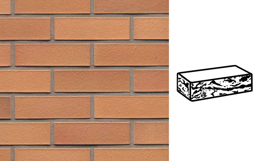 Кирпич клинкерный облицовочный 7-щелевой Muhr 06 Hellbraun-bunt готик, 250*120*65 мм