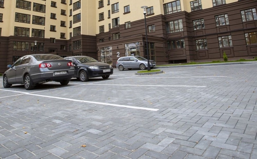 Плитка тротуарная Паркет Б.9.Псм.8 гранит+ серый с черным, комплект 4 шт, толщина 80 мм