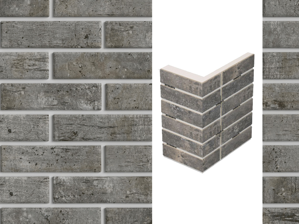 Термопанель для оконной перемычки ППС с клинкерной плиткой 12 мм BestPoint Exclusive Cement Dark, 235/385*470*60 мм