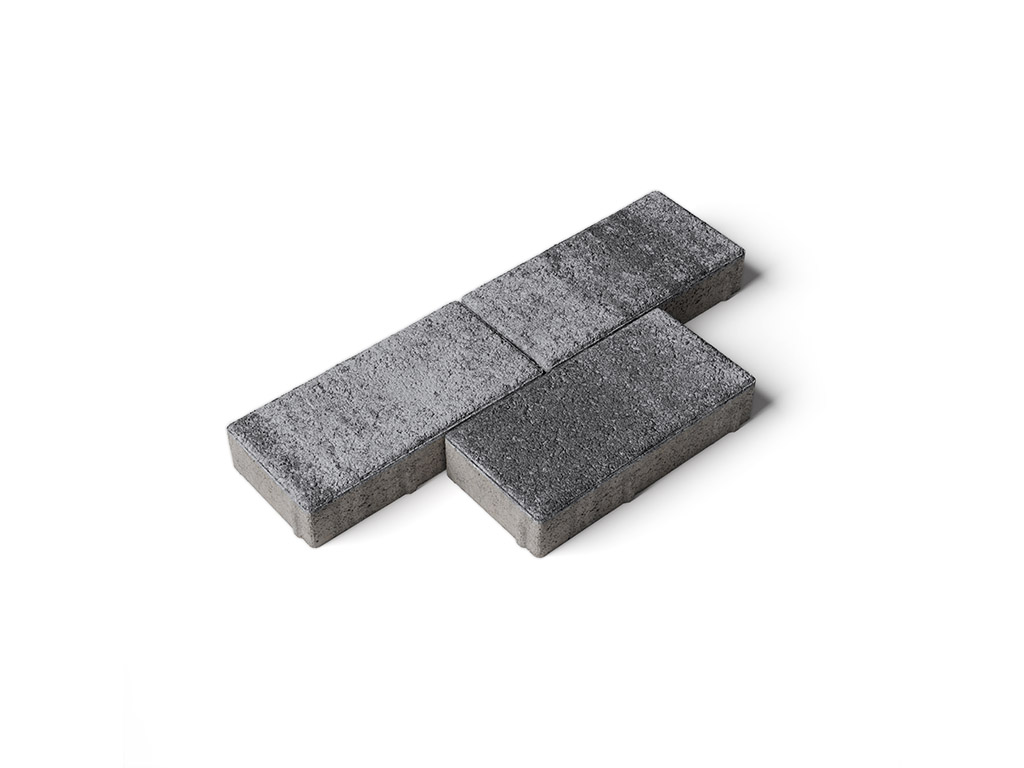 Плитка тротуарная Прямоугольник А.2.П.4 листопад гранит антрацит, 200*100*40 мм