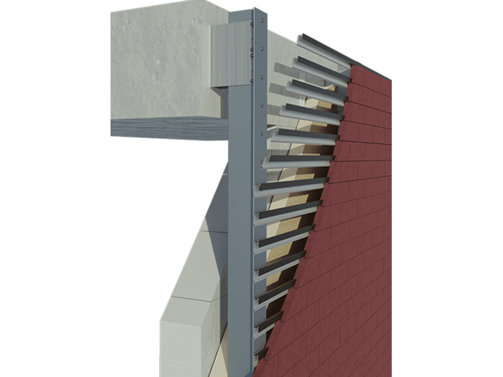 Подсистема НФС KAFT для бетонных модулей без затирки, крепление скрытым способом