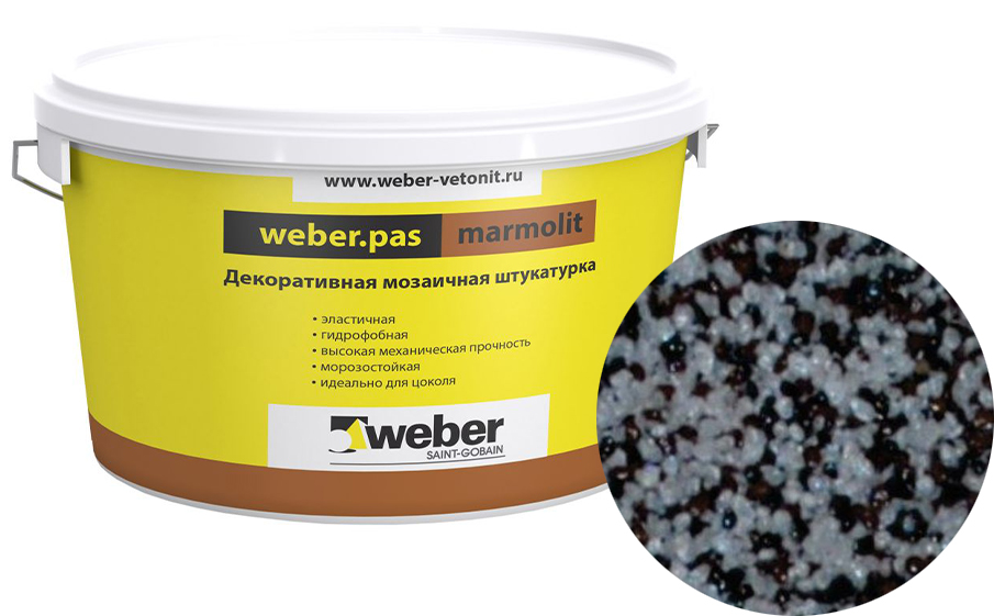 Декоративная мозаичная штукатурка weber.pas marmolit, k8, 25 кг