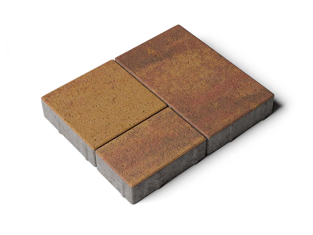 Плитка тротуарная Старый город А.1.Фсм.4 листопад гладкий осень, комплект 3 шт, толщина 40 мм