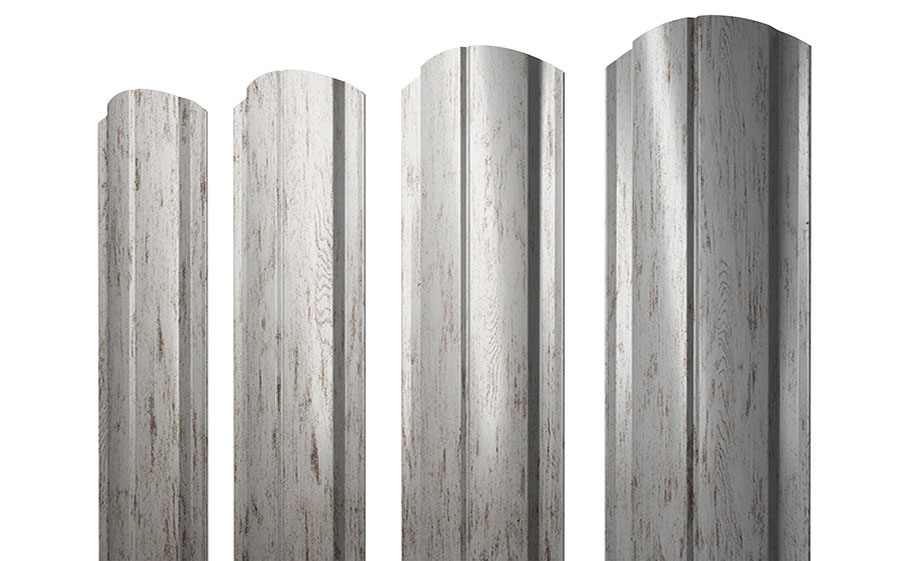 Штакетник Полукруглый Slim фигурный 0,45 Print Elite Snow Wood TwinColor