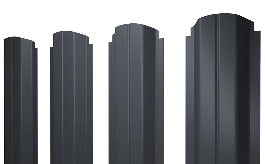 Штакетник П-образный А фигурный PurLite Matt RAL 7024 мокрый асфальт