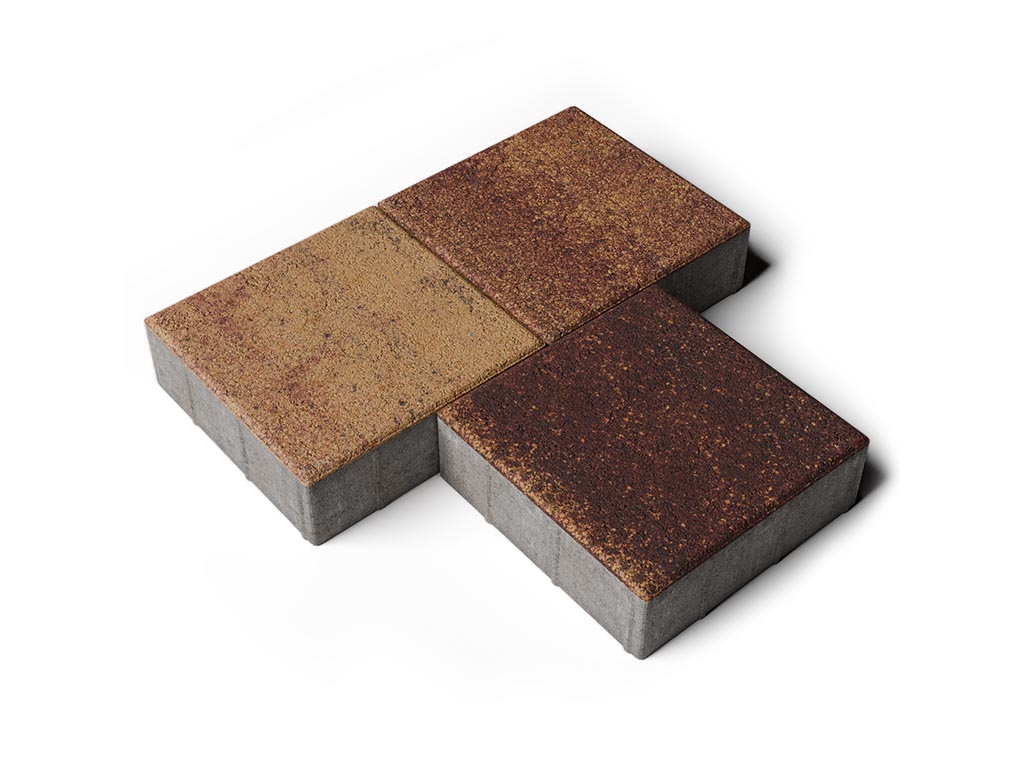 Плитка тротуарная Квадрат Б.1.К.10 листопад гранит осень, 300*300*100 мм 