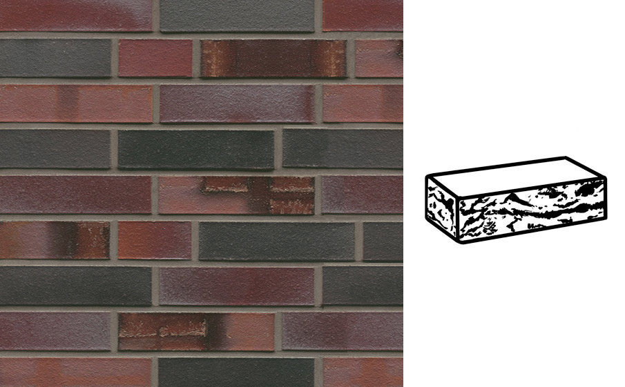 Кирпич клинкерный Muhr 29 S Schwarzblau-bunt Spezial готик, 290*90*71 мм