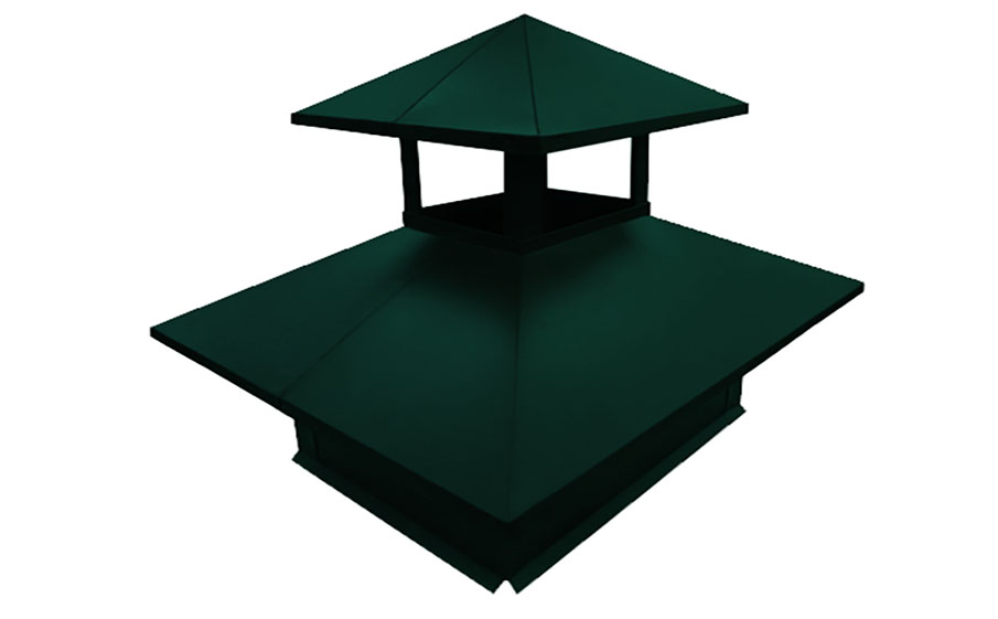 Дымник на трубу Grand Line двойной 520*390 мм 0,5 Satin с пленкой RAL 6005 зеленый мох