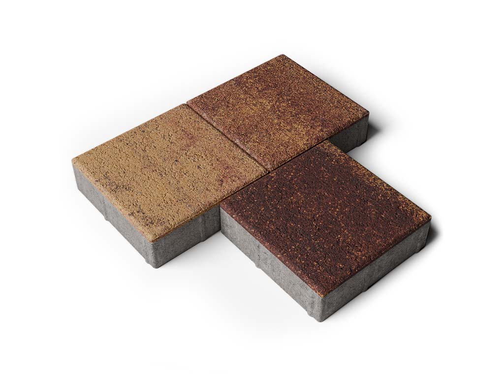 Плитка тротуарная Квадрат Б.2.К.6 листопад гранит осень, 200*200*60 мм