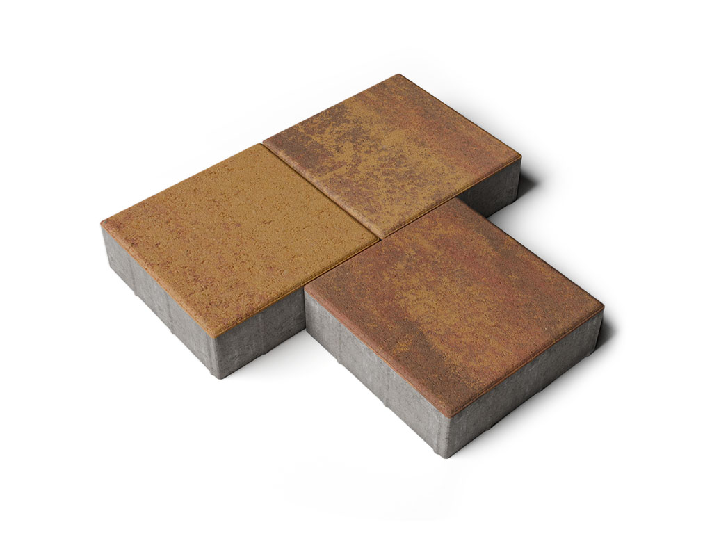 Плитка тротуарная Квадрат Б.1.К.10 листопад гладкий осень, 300*300*100 мм 