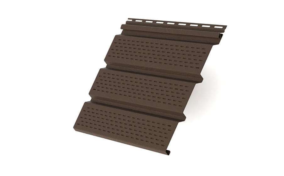 Софит виниловый Grand Line (Т4) Classic с полной перфорацией, коричневый, 3000*303 мм