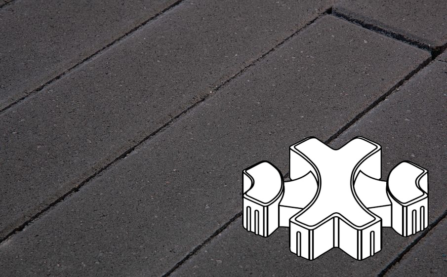 Плитка тротуарная Готика Profi, Эко-фантазия Б.3.ГР.8, черный, частичный прокрас, с/ц, 300*300*80 мм