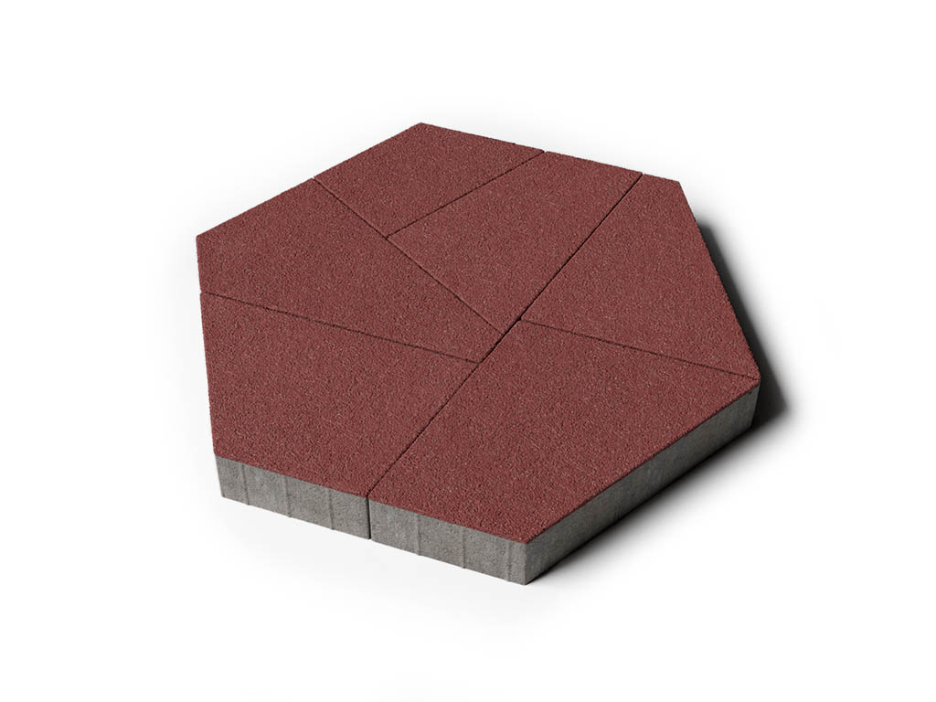 Плитка тротуарная Оригами Б.4.Фсм.8 гранит красный, комплект 6 шт, толщина 80 мм
